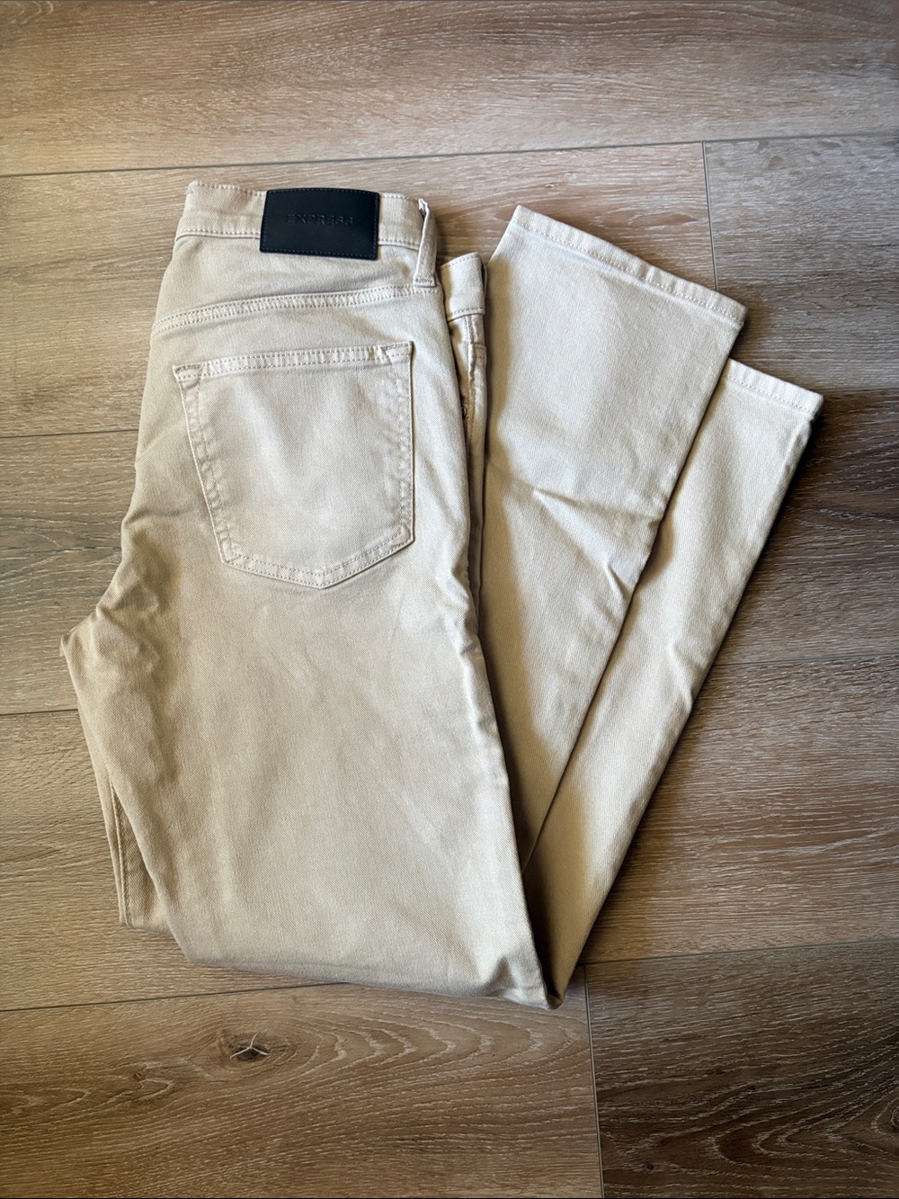 Express Slim Straight Jeans in Beige